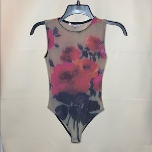 Floral Bodysuit Tank Top Size Small